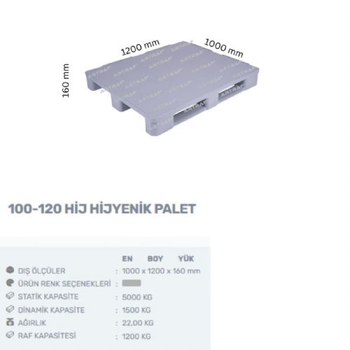 100-120 HIJ PLASTİK 3 KIZAKLI ÜZERİ DÜZ VE ALTI KAPALI PALET 