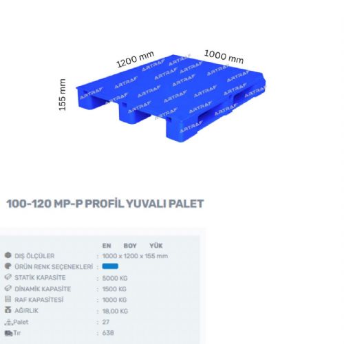 100-120 MPP-5 - PLASTİK 5 KIZAKLI ÜZERİ DÜZ PALET