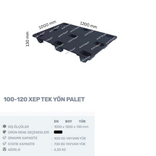 100-120 XEP - PLASTİK 9 AYAKLI ÜSTÜ DÜZ  PALET