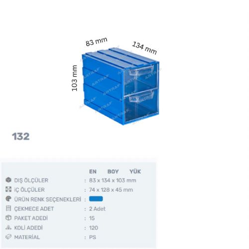 132 - PLASTİK ÇEKMECELİ KUTU