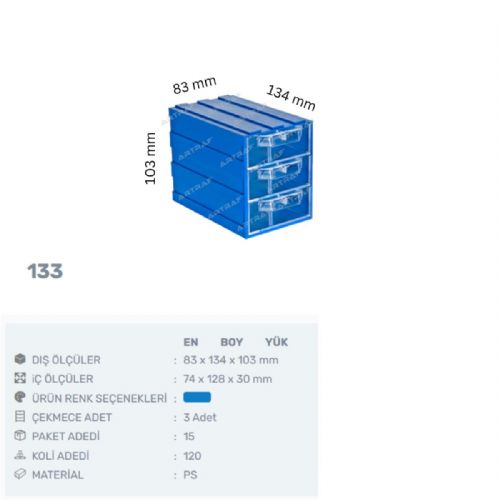 133 - PLASTİK ÇEKMECELİ KUTU