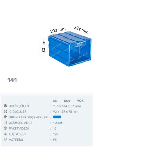 141 - PLASTİK ÇEKMECELİ KUTU
