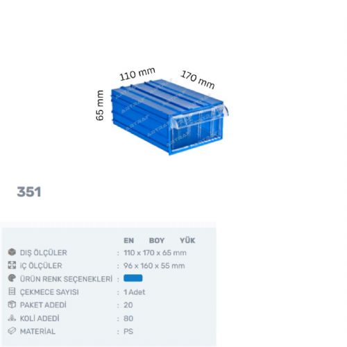 351 - PLASTİK ÇEKMECELİ KUTU