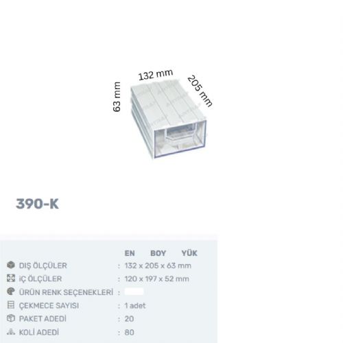 390-K - PLASTİK ÇEKMECELİ KUTU