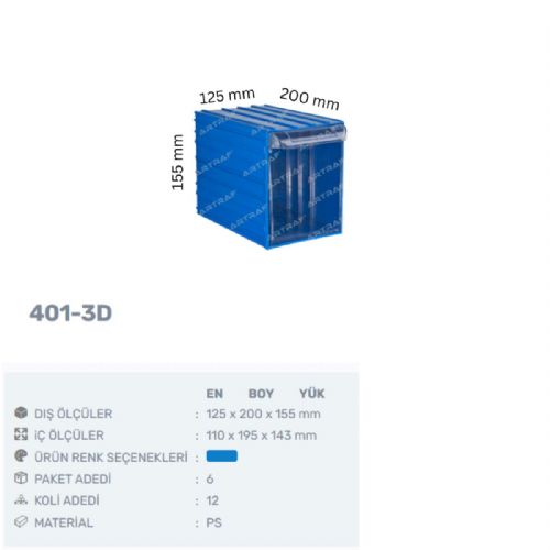 401-3D - PLASTİK ÇEKMECELİ KUTU