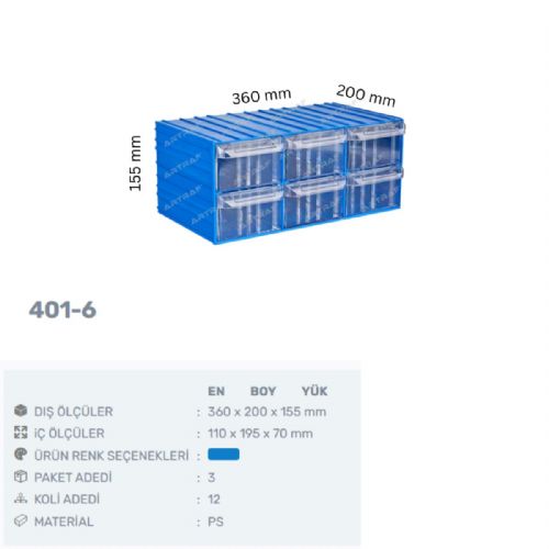 401-6 - PLASTİK ÇEKMECELİ KUTU