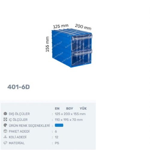 401-6D - PLASTİK ÇEKMECELİ KUTU