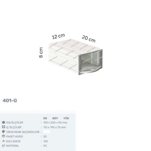 401-G PLASTİK ÇEKMECELİ KUTU