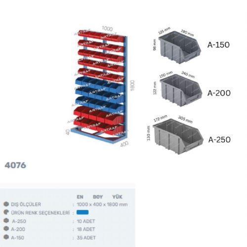 4076 - 63 KUTULU SABİT TEK YÖNLÜ AVADANLIK STANDI