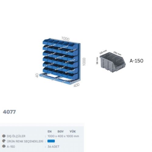 4077 -  36 KUTULU SABİT TEK YÖNLÜ AVADANLIK STANDI