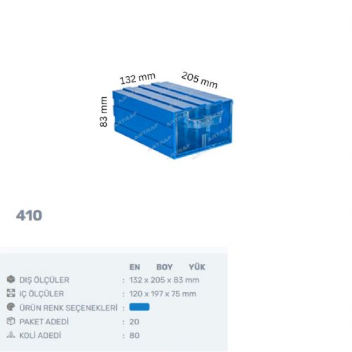 410 - PLASTİK ÇEKMECELİ KUTU