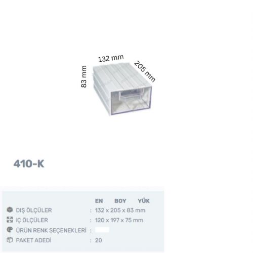 410-K - PLASTİK ÇEKMECELİ KUTU