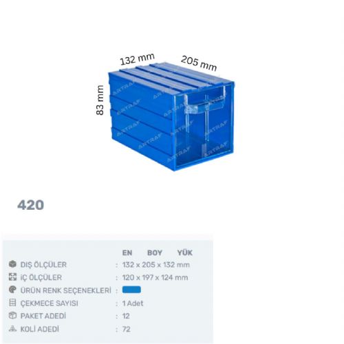 420 - PLASTİK ÇEKMECELİ KUTU