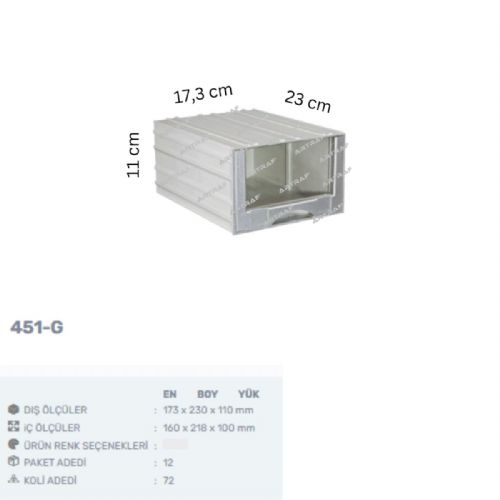 451-G PLASTİK ÇEKMECELİ KUTU