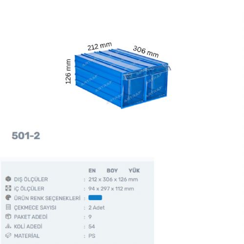 501-2 - PLASTİK ÇEKMECELİ KUTU