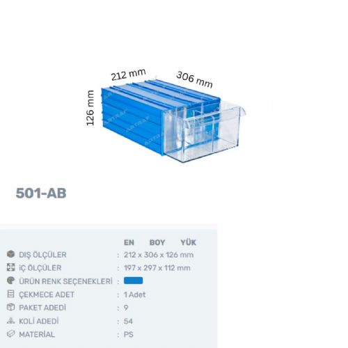 501-AB PLASTİK ÇEKMECELİ KUTU