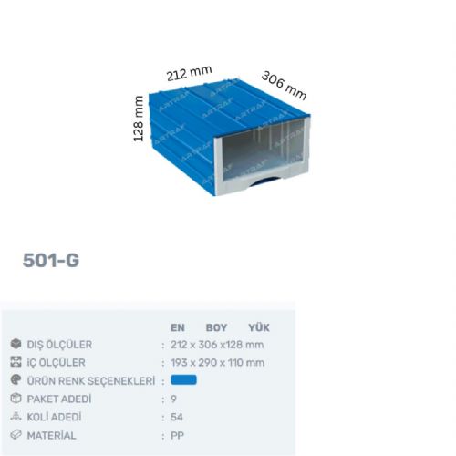 501-G PLASTİK ÇEKMECELİ KUTU