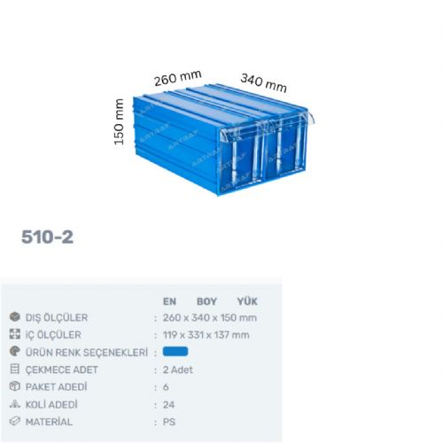 510-2 PLASTİK ÇEKMECELİ KUTU