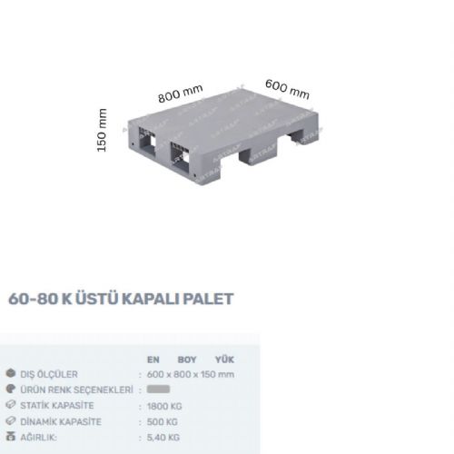 60-80 K - PLASTİK 2 KIZAKLI ÜZERİ DÜZ PALET