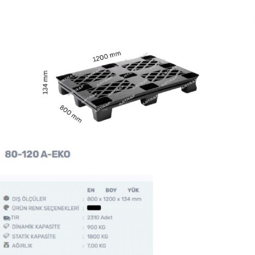 80-120 A- EKO PLASTİK 9 AYAKLI ÜSTÜ DELİKLİ PALET