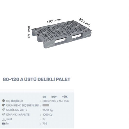 80-120 A- PLASTİK 3 KIZAKLI ÜZERİ DÜZ PALET