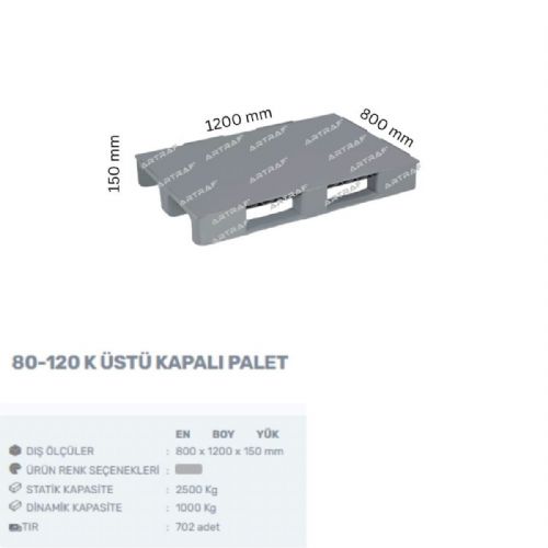80-120 K - PLASTİK 3 KIZAKLI ÜZERİ DÜZ PALET 
