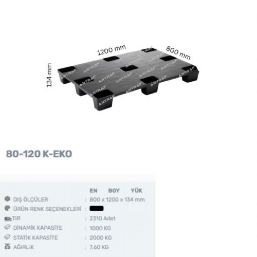 80-120 K-EKO PLASTİK 9 AYAKLI ÜSTÜ DÜZ PALET