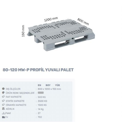 80-120 MW-P - PLASTİK 3 KIZAKLI ÜZERİ DELİKLİ PALET