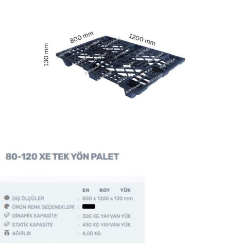 80-120 XE - PLASTİK 9 AYAKLI ÜSTÜ DELİKLİ PALET