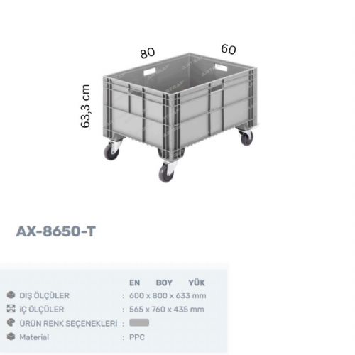 AX-8650-T - PLASTİK KAPALI TEKERLEKLİ KASA