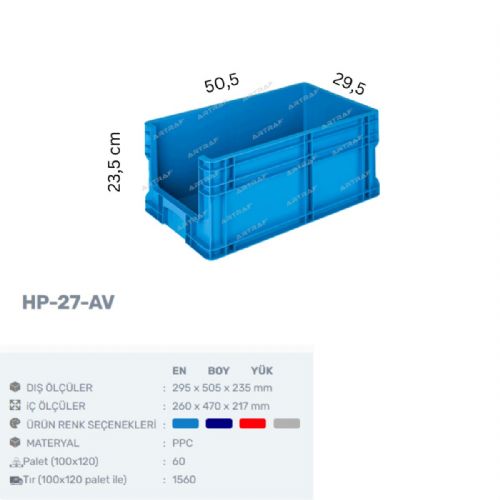 HP-27-AV - PLASTİK ÖNÜ AÇIK KASA