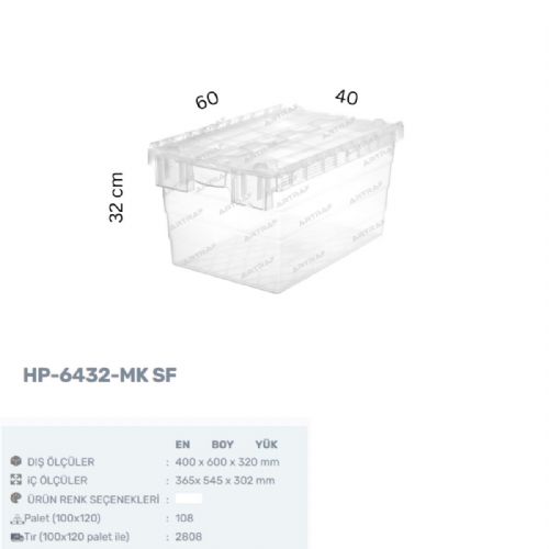 HP-6432-MK SF ŞEFFAF KONİK KAPAKLI KASA