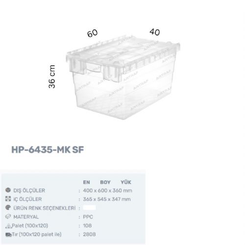 HP-6435-MK SF ŞEFFAF KONİK KAPAKLI KASA