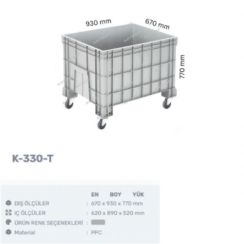 K-330-T - PLASTİK KAPALI VE TEKERLEKLİ KASA