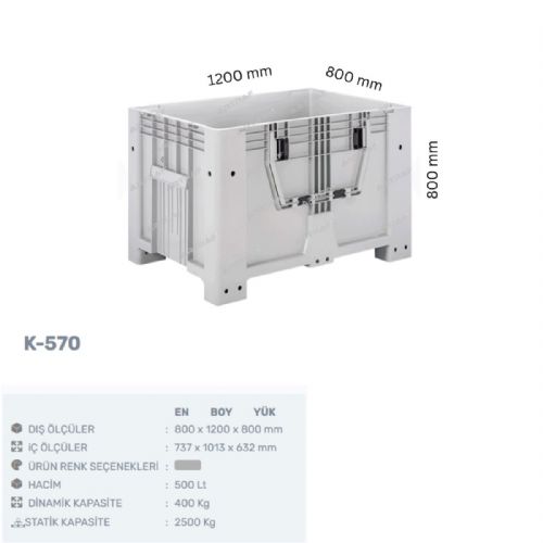 K-570 - PLASTİK KAPALI KONTEYNER KASA