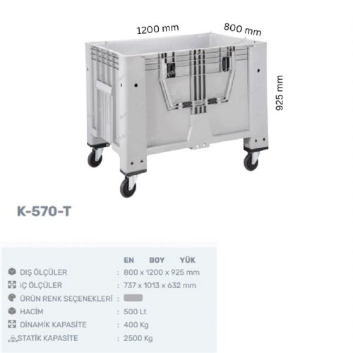 K-570-T - PLASTİK KAPALI VE TEKERLEKLİ KASA 