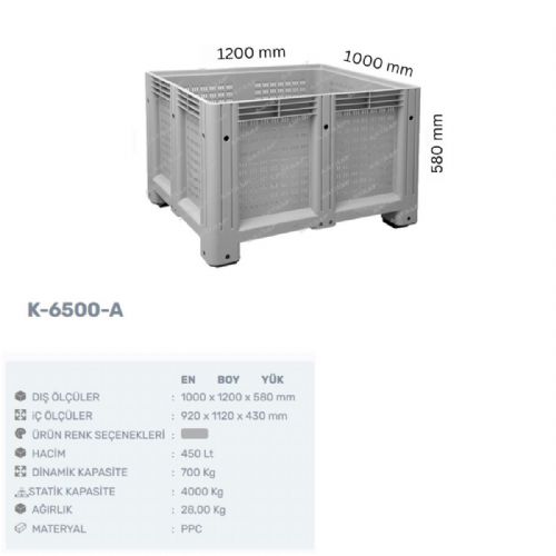 K-6500-A - PLASTİK DELİKLİ KASA