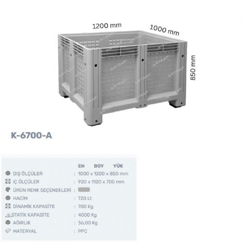 K-6700-A - PLASTİK DELİKLİ KASA