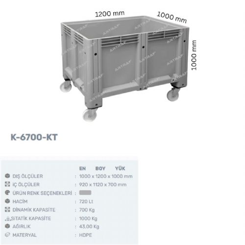 K-6700-KT - PLASTİK KAPALI VE TEKERLEKLİ KASA