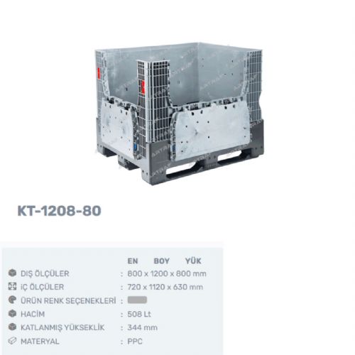 KT-1208-80 PLASTİK KATLANIR KONTEYNER KASA