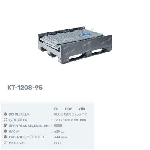 KT-1208-95 PLASTİK KATLANIR KONTEYNER KASA