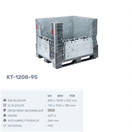 KT-1208-95 PLASTİK KATLANIR KONTEYNER KASA