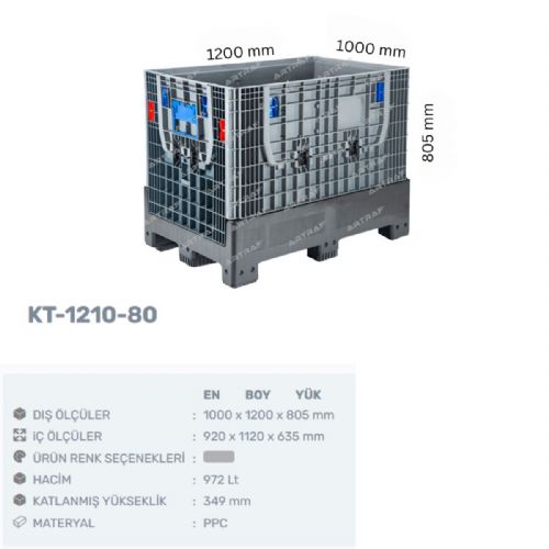 KT-1210-80 PLASTİK KATLANIR KONTEYNER KASA