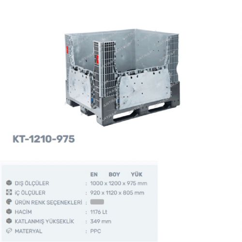 KT-1210-975 PLASTİK KATLANIR KONTEYNER KASA