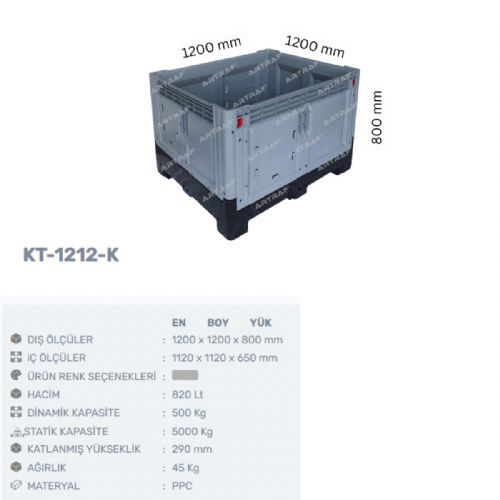 KT-1212-K - PLASTİK KATLANIR KASA