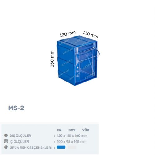 MS-2 - PLASTİK ÖNE YATAR ÇEKMECELİ KUTU