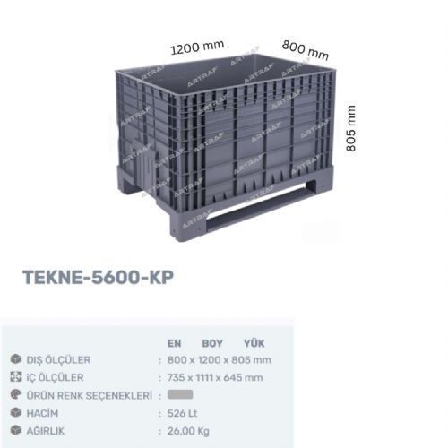 TEKNE-5600-KP PLASTİK KAPALI KONTEYNER KASA